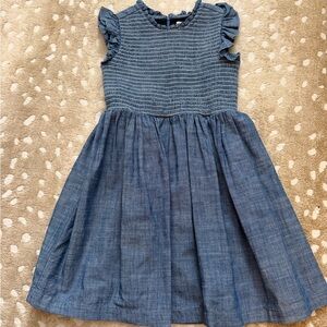 Hope & Henry Smocked Chambray Charming Blue Kids Dress